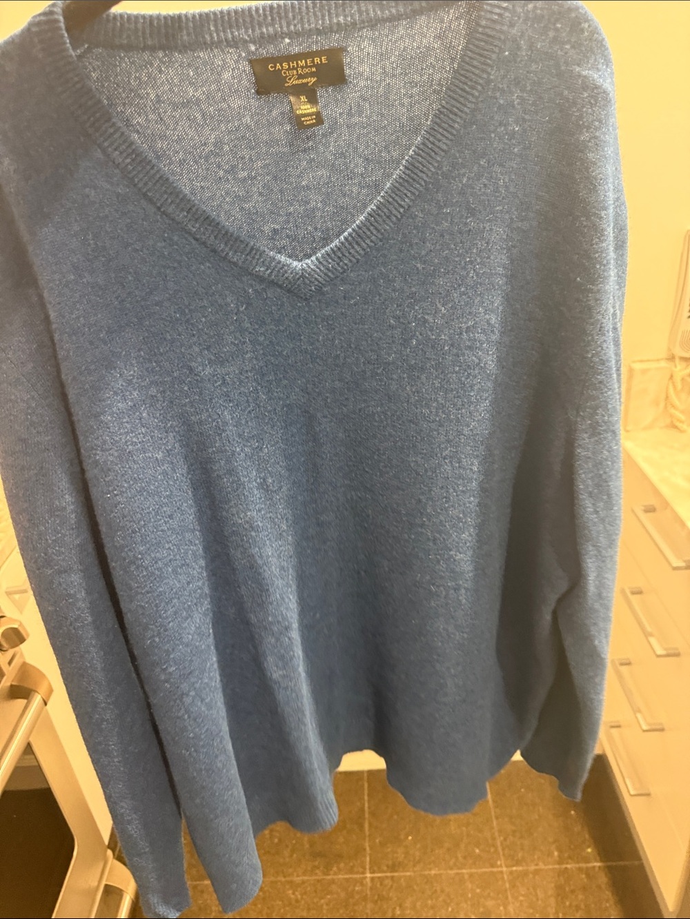 Club Room Blue Cashmere V-Neck Sweater